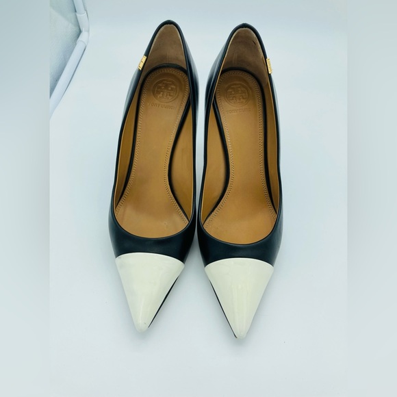 TORY BURCH LEATHER PENELOPE CAP TOE HEELS - Picture 6 of 10